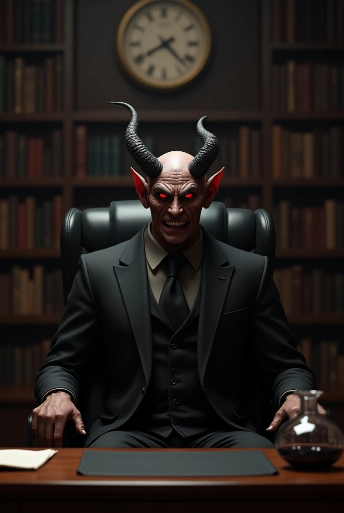 The devil sitting in an office 