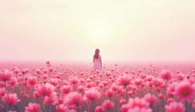 A sea of pink flowers