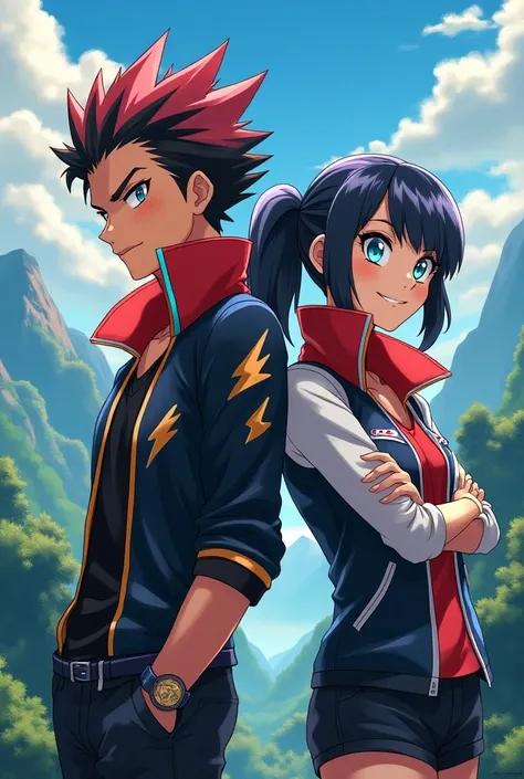 Anime Male and Female Pokemon Trainers both wearing a Massive Popped Collar 