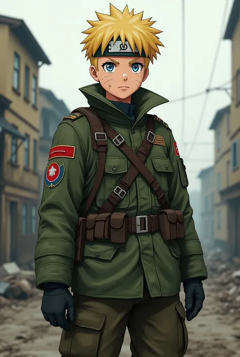 Naruto in typical clothes of a Russian soldier. 4K rich in detail  