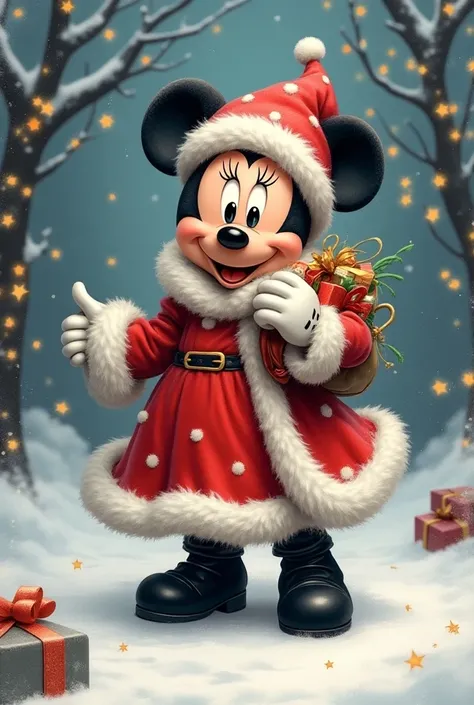 D3senho of Minnie dressed as Mother Claus