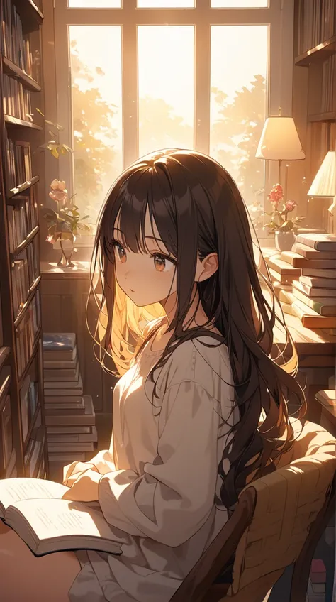 One Girl、Shining Face、Big bright eyes、 straight shoulder-length hair、 casual clothes 、 relaxed posture 、 white porcelain skin 、Small breasts、Light freckles、Petite、  
break、  
 golden hour 、(Soft backlight:1.3)、Warm tones、sunlight、 soft contrast 、Attractive...