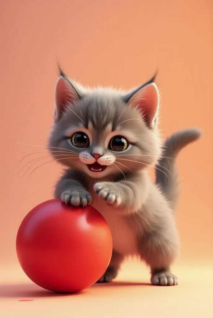 Cat with a red ball