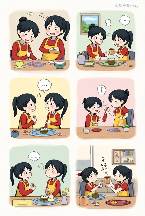 This is a comic that contains 4 pictures of 2 ren talking doing activities in the house