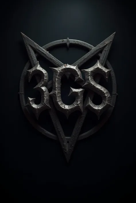 Create rock logo with the letters 3GS that is inside an inverted pentagram 