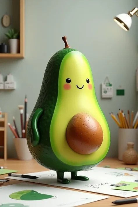 Make an avocado personified as a graphic designer 