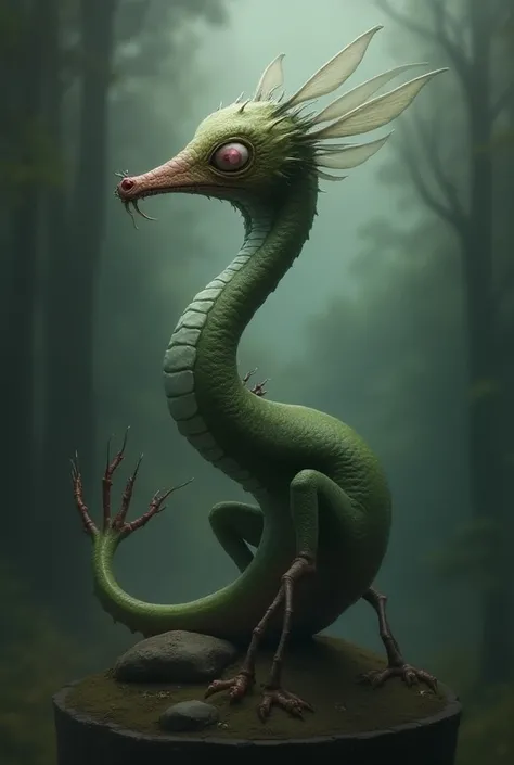  A creature that has a snake-neck,  calango butt , Fairy muzzle ,  monster face ,  earthworm face ,  mosquito hand 