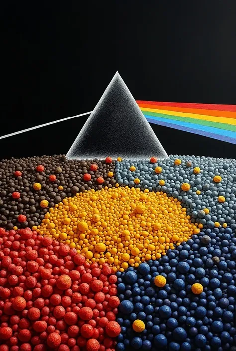 Gouache painting of a rereading of the cover of the album Dark Side of the Moon. Replacing the prism with a couscous 