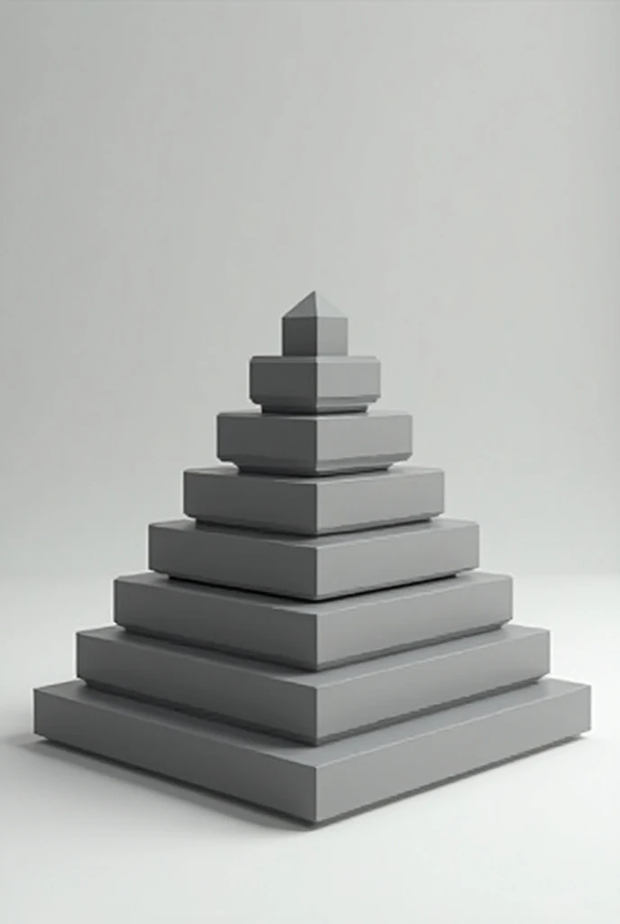 3D pyramid image created with a Maycraft block with a square base of 5x5 blocks. The black and white image is easy to see. Use it in the study. Also, the dividing lines of each block are polished to the same extent.
