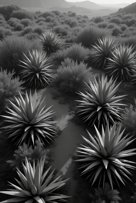  generate a black and white image with a view from above Ramal vector of the Indian odinha, Hot pear cactus , palma, tuna