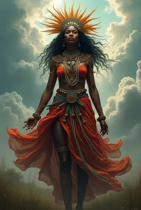 Iyá Akala ,  priestess of Iansã ,  symbolizes the courage and strength of the winds that release