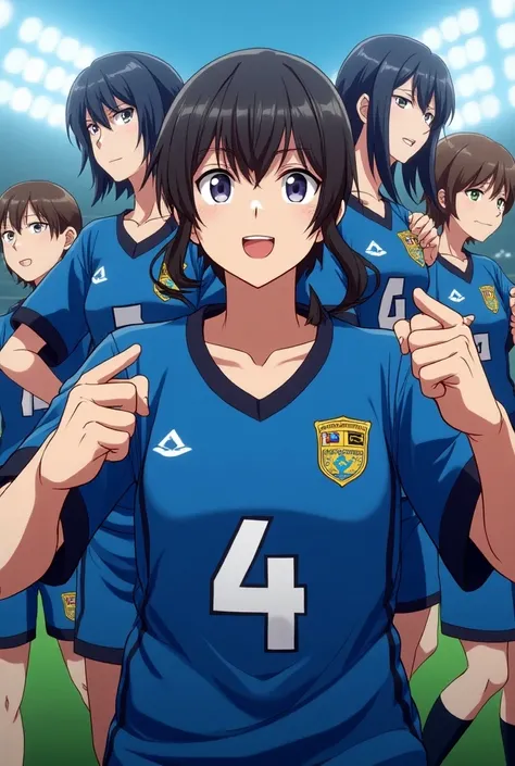 Blue lock anime characters wearing number 4 jersey,4k