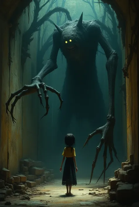  Realistic and creepy image of Coraline and the Secret World ,with the beautiful lady trying to capture Coraline .