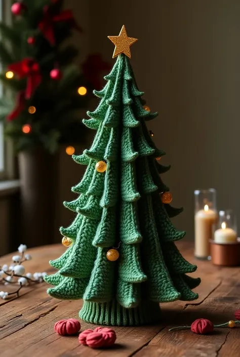 christmas tree folded from sweater