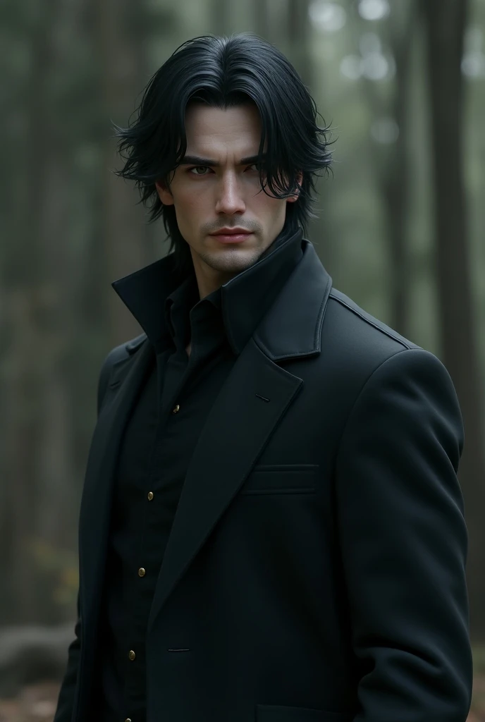  Alaric

Hair : black and smooth,  with a medium length that almost touches the shoulders ,  slightly untidy .

eyes: Dark grey ,  with a serious and calculating look .

Style: Generally wearing comfortable shirts 
Other details: pale skin,  with an air of...