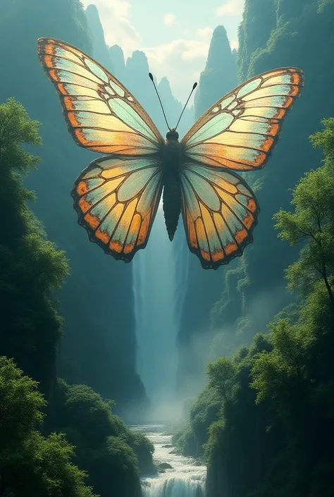 Hiperalistic image in ultra high definition 8k 
A magnificent world populated by giant butterflies 
