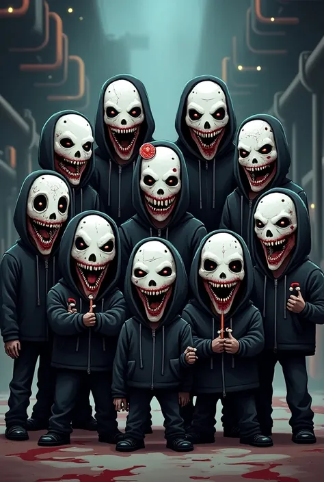 PICTURE OF THE GROUP SLIPKNOT CARTOON WITH MASKS