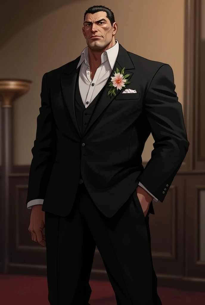 Gyomei of demon slayer at wedding suit