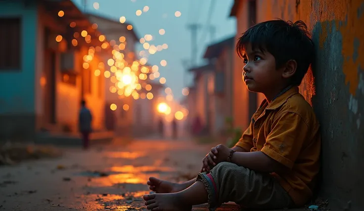 Diwali ka festival hai aur sab ghar ke bahar patakhe fod rahe hain aur usi Ghar ke Kone ke bahar mein Garib baccha baitha hua Hai uske karo bada Purana aur fata hua hai aur log ko dekh raha hai aur da bhi hai uske pass