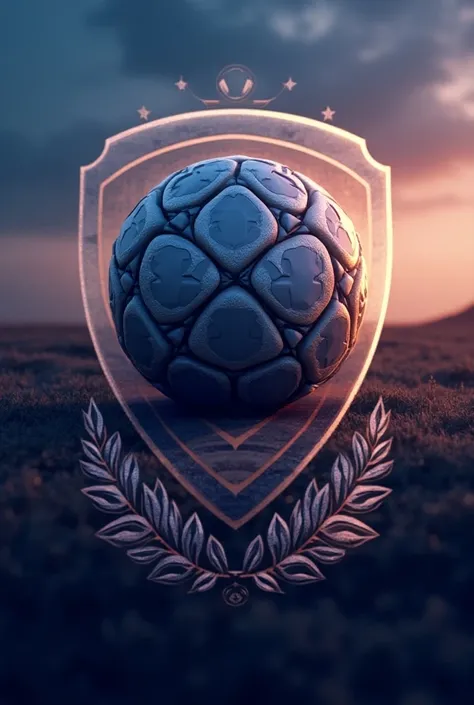 Emblem for Ushod Football Club, in the background of dawn , with a ball 
