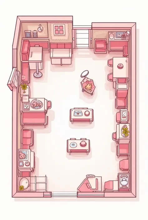 a drawing of a floor plan of a animal salon, plan drawing, floor plan view, floor plan, 2 d overhead view, layout design, blueprint diagram, layout, 2 d axonometric overhead view, building plans, floorplan, architectural plan, layout of map, architectural ...