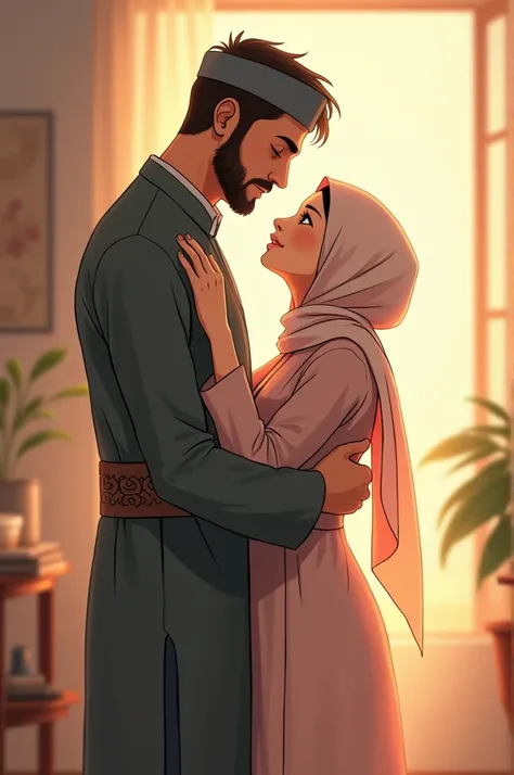 Muslim anime tall husban and short wife