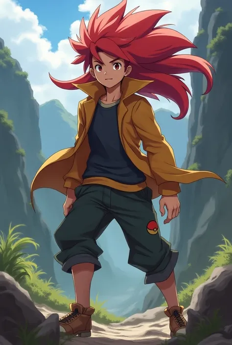 A Pokémon trainer with long red hair