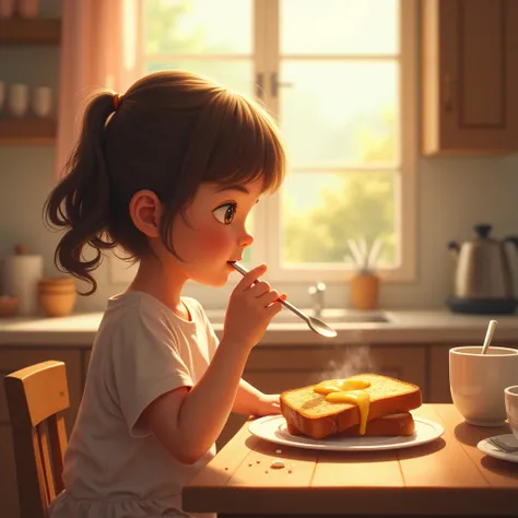 A Piece of toast, The breakfast prepared by the mother for the child is filled with love in every bite.

dynamic movement, full body, photorealistic, Professional, perfect composition, intricate details, ultra-detailed