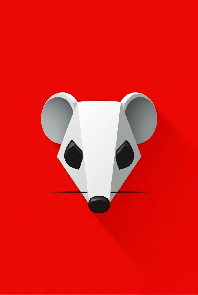 Simple logo, red, one color, robot rat, head, no details