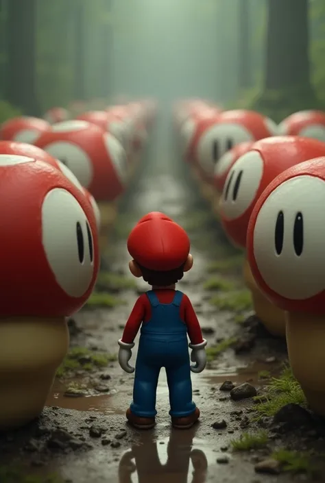 The Goombas were only looking at Mario, motionless, with empty eyes . 