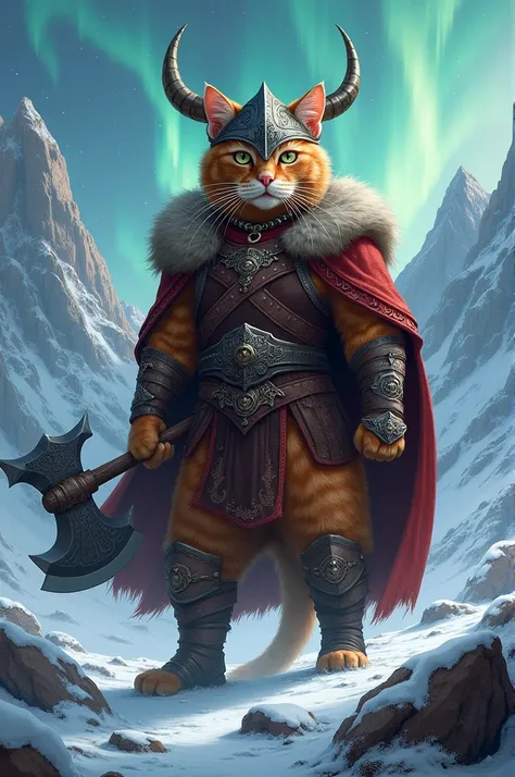 Create for me a cat in a vinking outfit