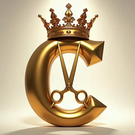  Create an image of a C with a crown, and scissors down , in gold