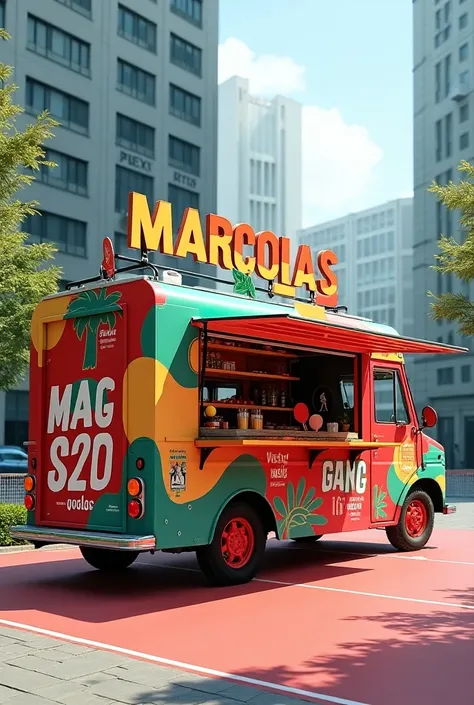 food truck com nome de "Marcolas Genari", with the theme "table tennis"

