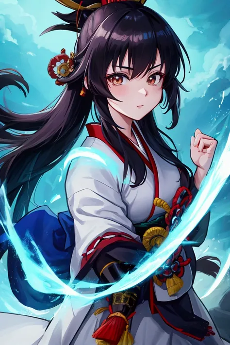 an animated picture of a female samurai