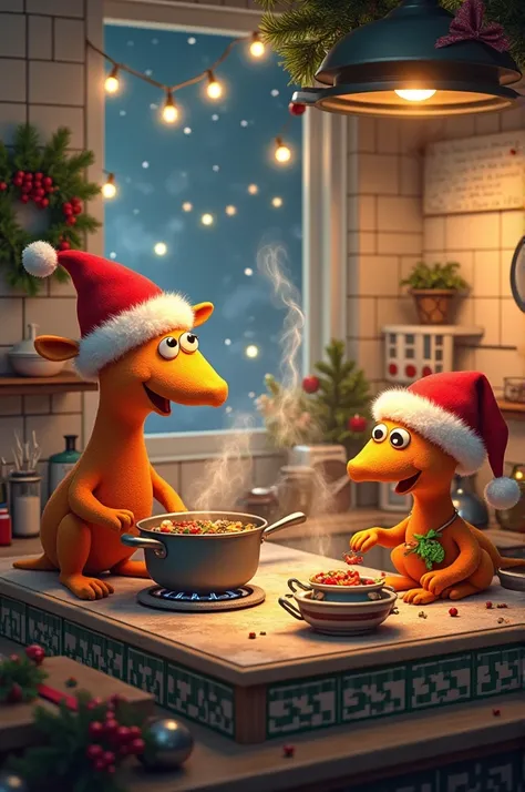 Hello Bing I want a unique and extraordinary Christmas design with kitchen things