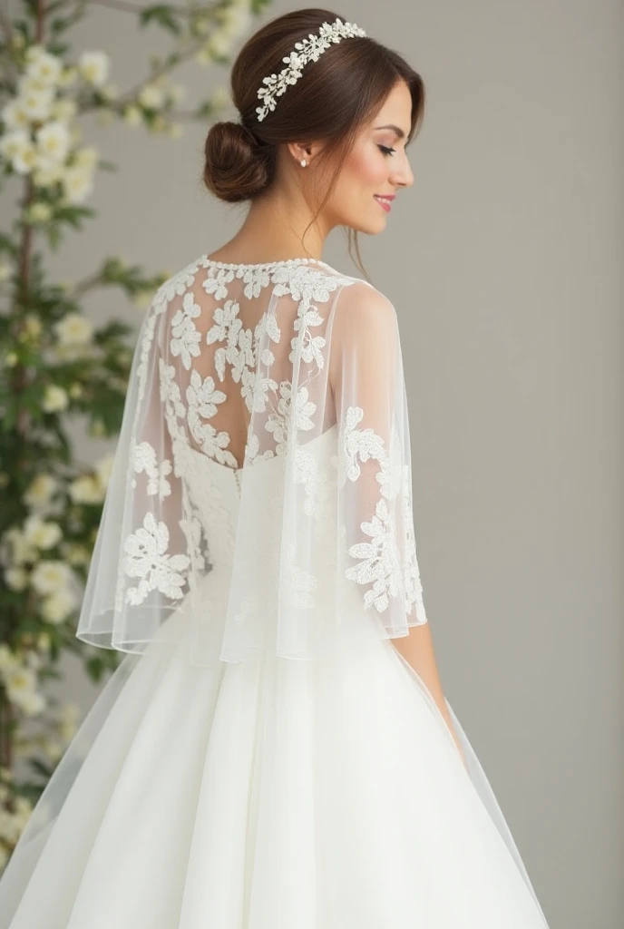  Womens wedding cape ,  bridal lace appliques ,  shawl to cover the shoulder , 
 About this item
1 . material: Tulle veil with fall
2. size:  type cole duck with breasts front and back to the buttocks normal size ( front length 12 inches /11. 8 in ,  back ...