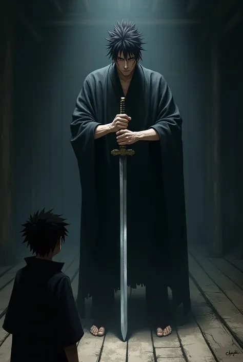  Gojo picking up a sword from Sasuke