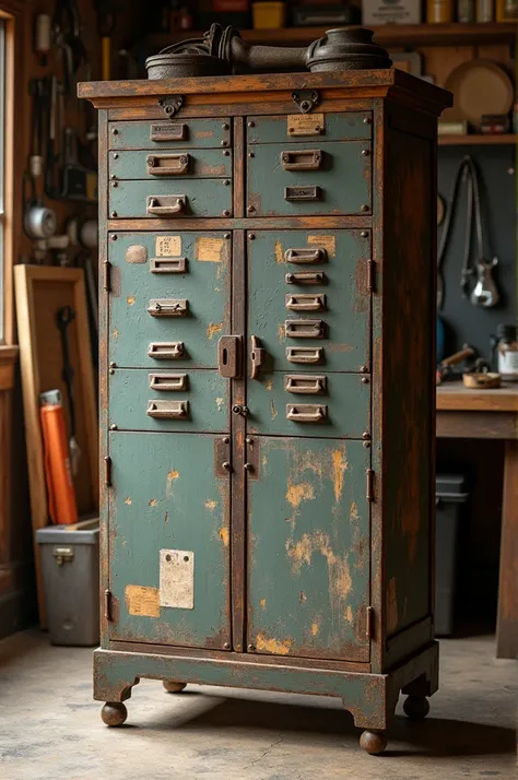 Tool cabinet with the  of a father of a family 