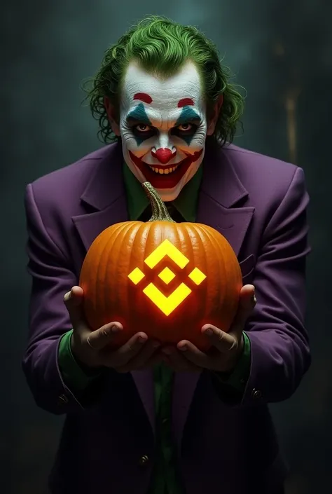 Joker hold binance logo and Halloween pumpkin 