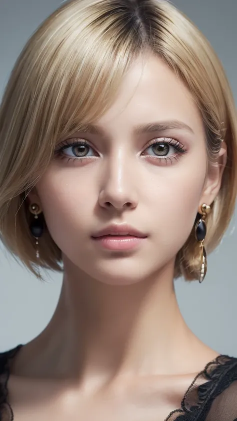 ((  software: 1.4)), ((Detailed face,   Professional photos  )), ((  software,  short hair,  side lock - hair  ,  blonde, big,  Black Eye,  Detailed eyes , earrings,   1 girl)),    ultra-fine , (Realistic: 1.4), RAW Photos,   best quality  , (PhotoRealisti...