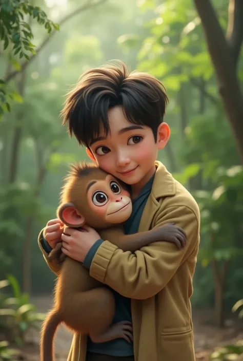 Jimim from BTS hugged a monkey 