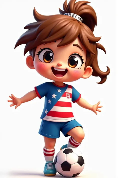  Chibi character, American soccer, stickers style , PNG background, 3d, vibrant colors