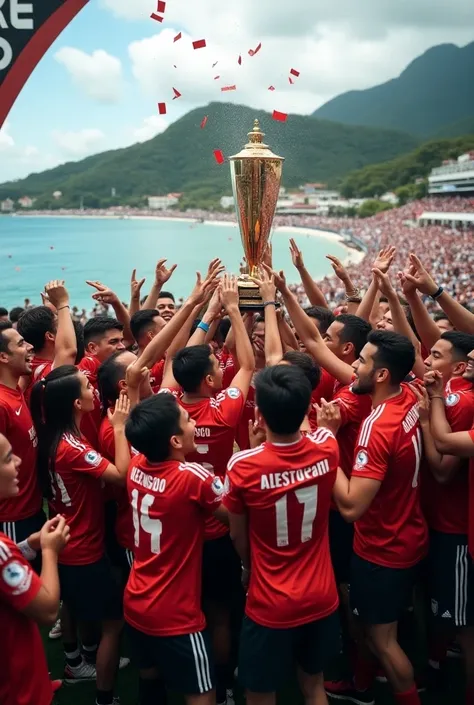 An 8k photo of the Botafogo soccer and regatta club winning the Libertadores