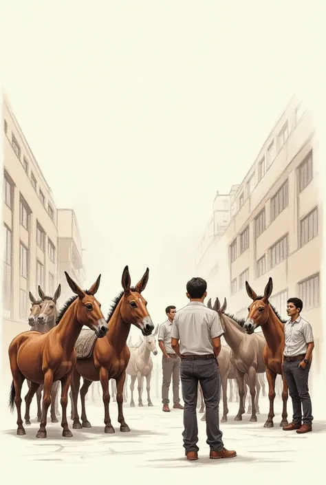 Drawing of brown donkeys, engineering students in Business Management at the Universidad Instituto Tecnológico de Saltillo 