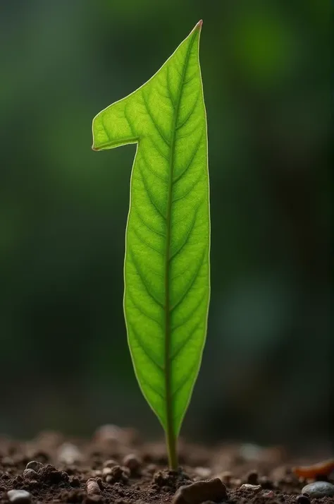 Leaf in the shape of the number 1