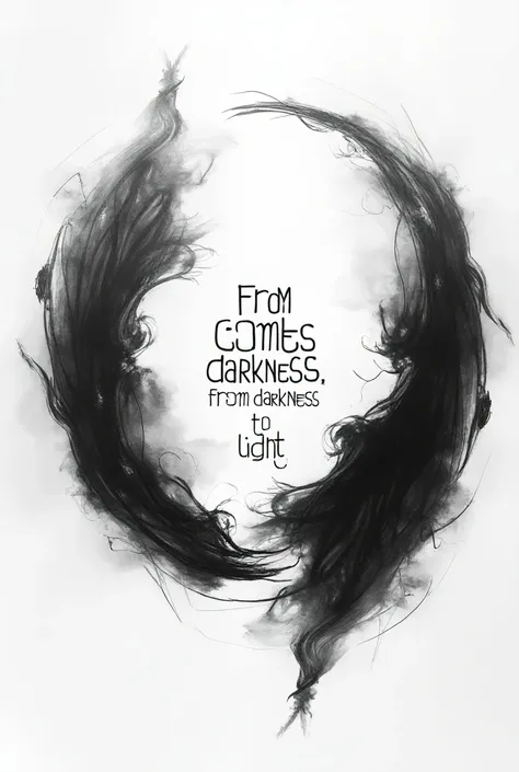  Make a black and white drawing showing these messages  " From light comes darkness , From darkness to light "