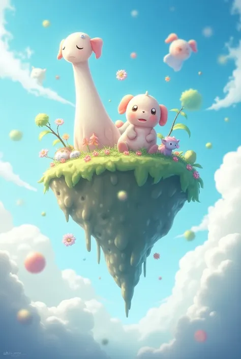 Cute floating island, anime style