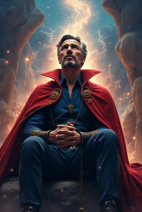 Dr Strange sitting watching the multiverses