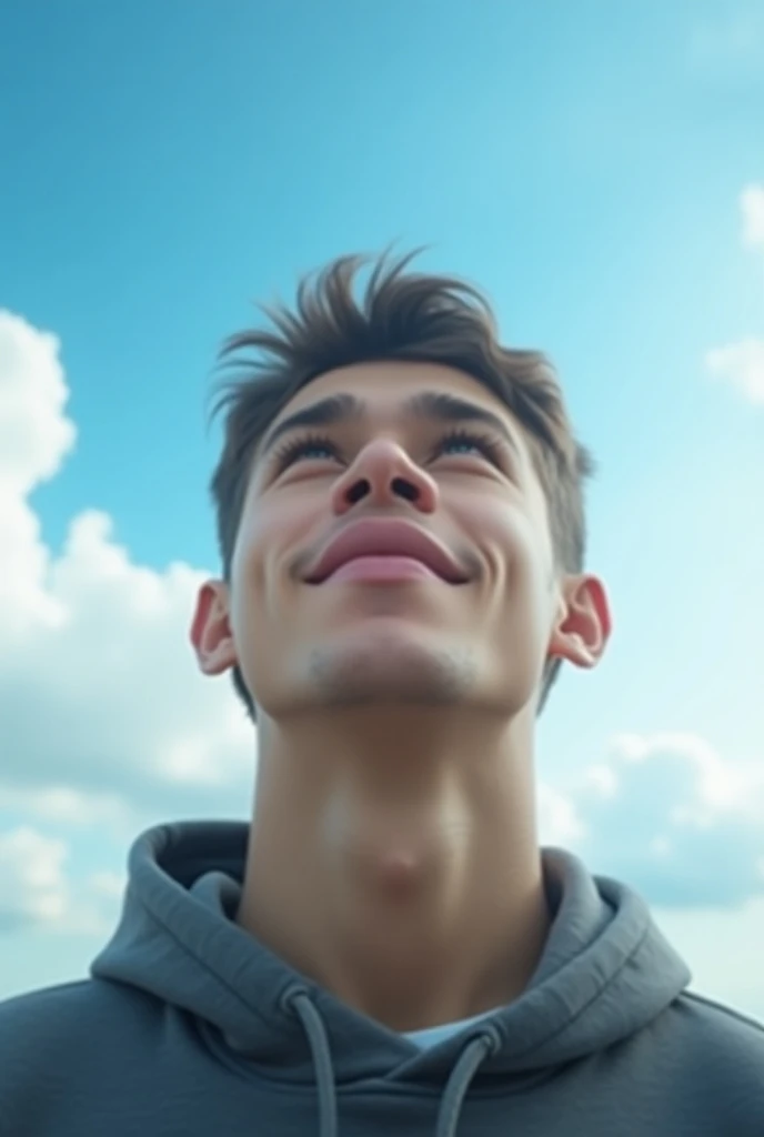 A new youtuber young men who see the sky with many expectations in his eye youtube cover photo 
