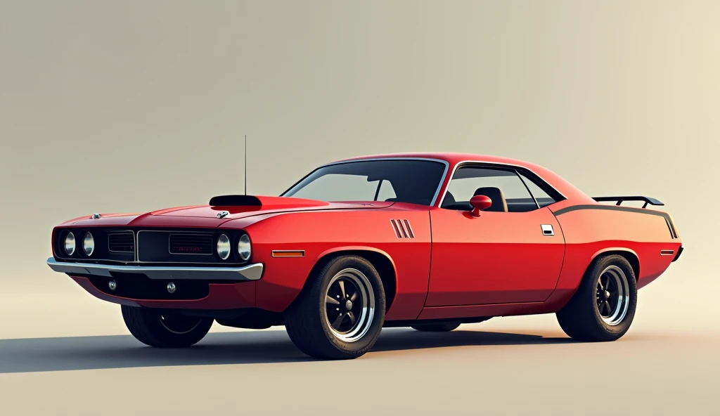 1970 Plymouth Hemi Cuda in Tor Red colour aggressive look